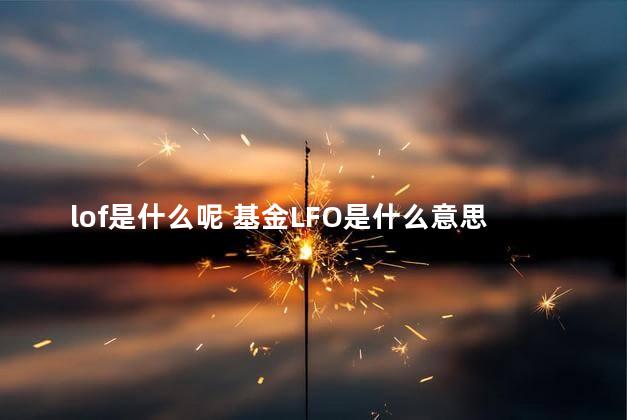 lof是什么呢 基金LFO是什么意思